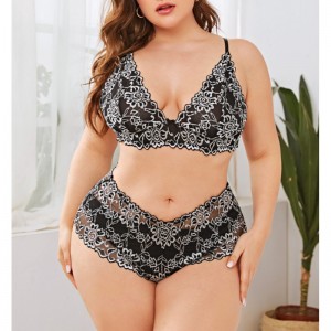 Set di biancheria intima in pizzo a mesh bicolore